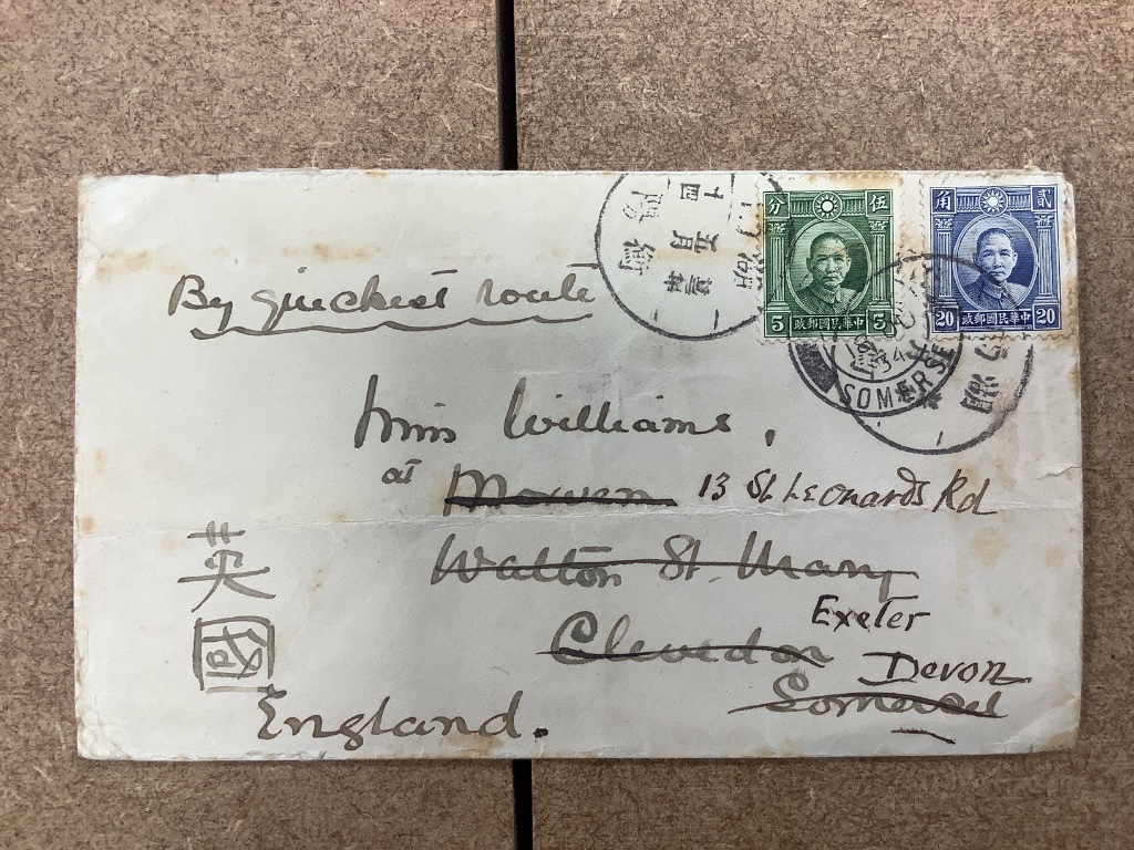 A group of covers to include 1d black in 1841 cover, USA 1857 cover, China 1934 to England